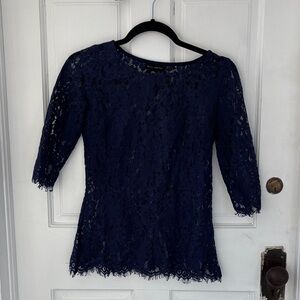 Willi Smith Navy Lace Women's Blouse